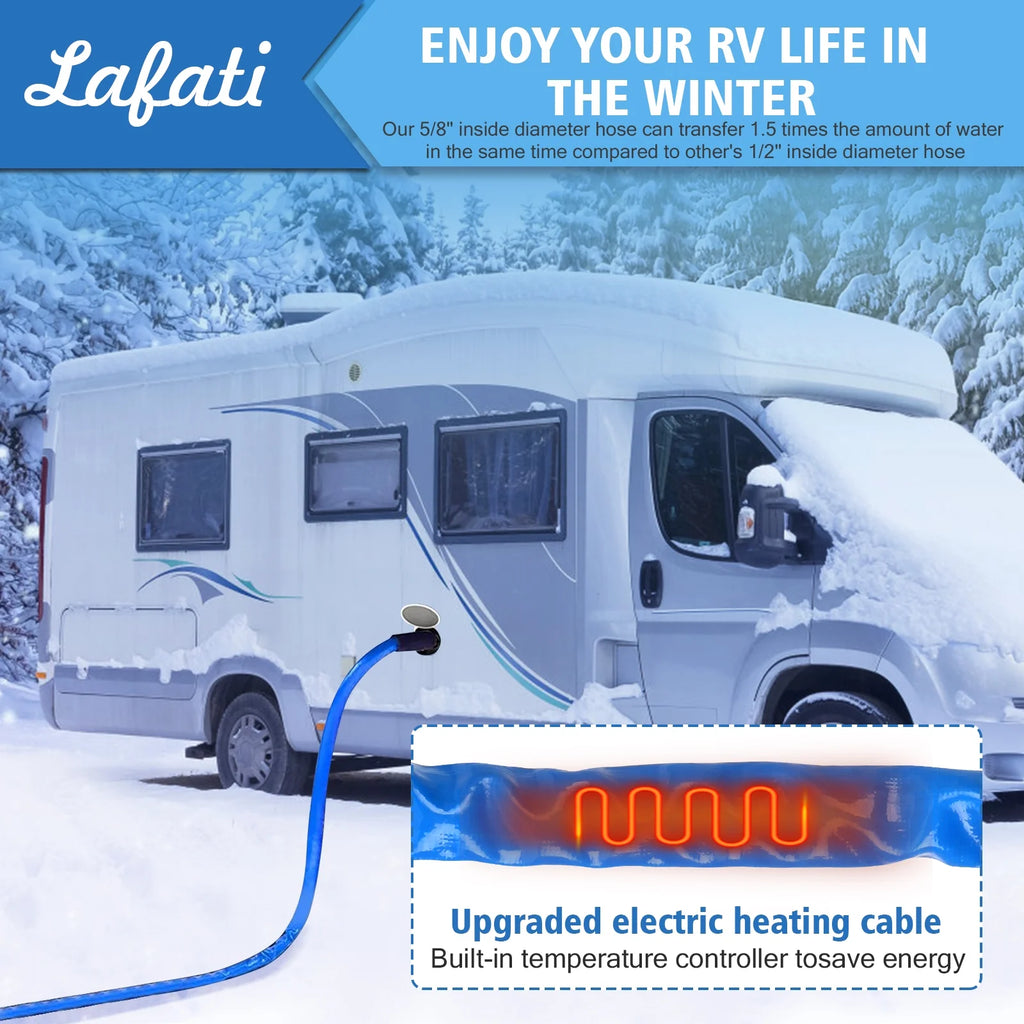 25FT Heated Water Hose for RV, -40℉Antifreeze Heated Drinking Garden Water Hose, Electrically Heated Garden Hoses, Rv Accessories, Rv Water Hose (25FT)
