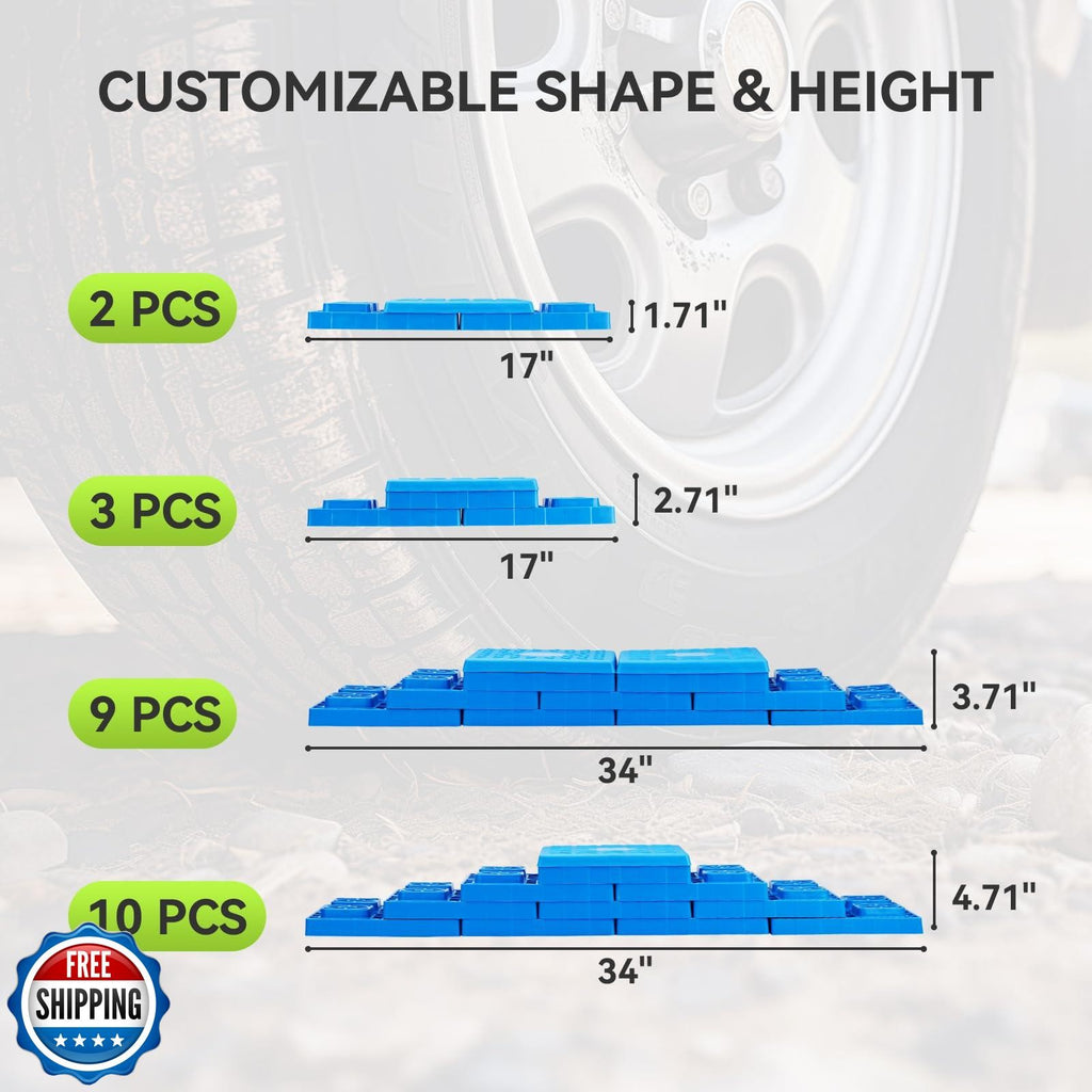 RVMATE RV Leveling Blocks 12 Pack, Heavy Duty Camper Leveling Blocks, Levelin