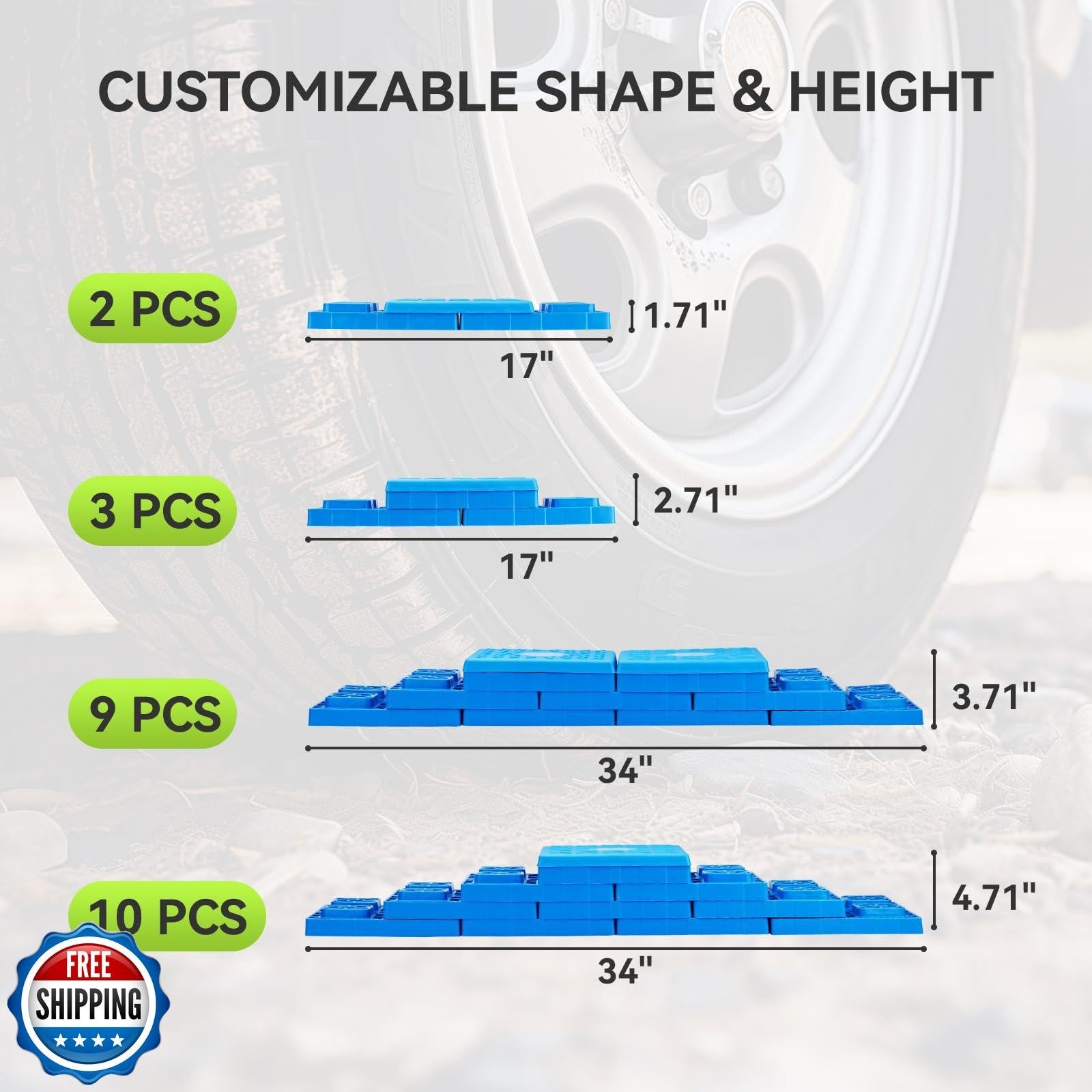 RVMATE RV Leveling Blocks 12 Pack, Heavy Duty Camper Leveling Blocks, Levelin