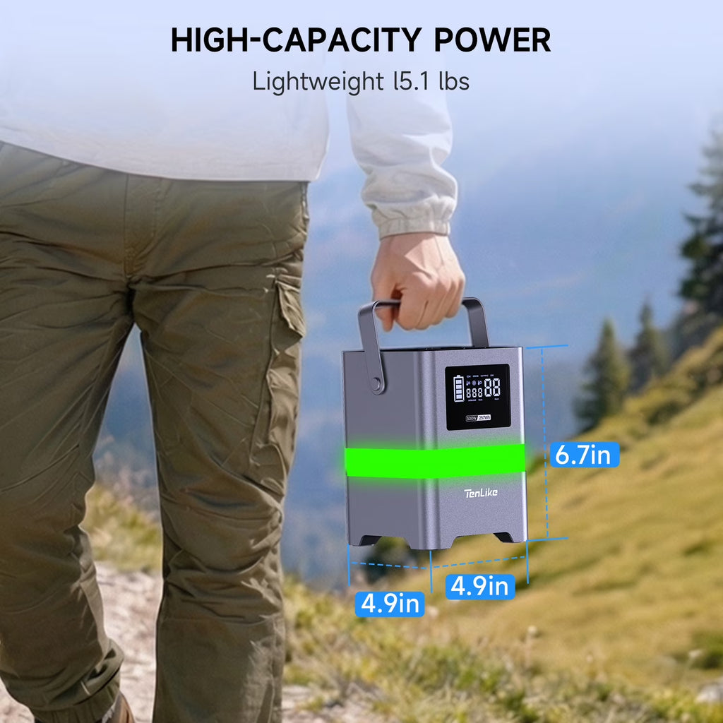 Portable Power Station, 300W 257Wh with Color LED Light, PD 100W Two-Way Fast Charge, AC Outlet Pure Sine Wave, DC, USB-A/USB-C, 120V Portable Power Bank for Camping Home Outdoor Use