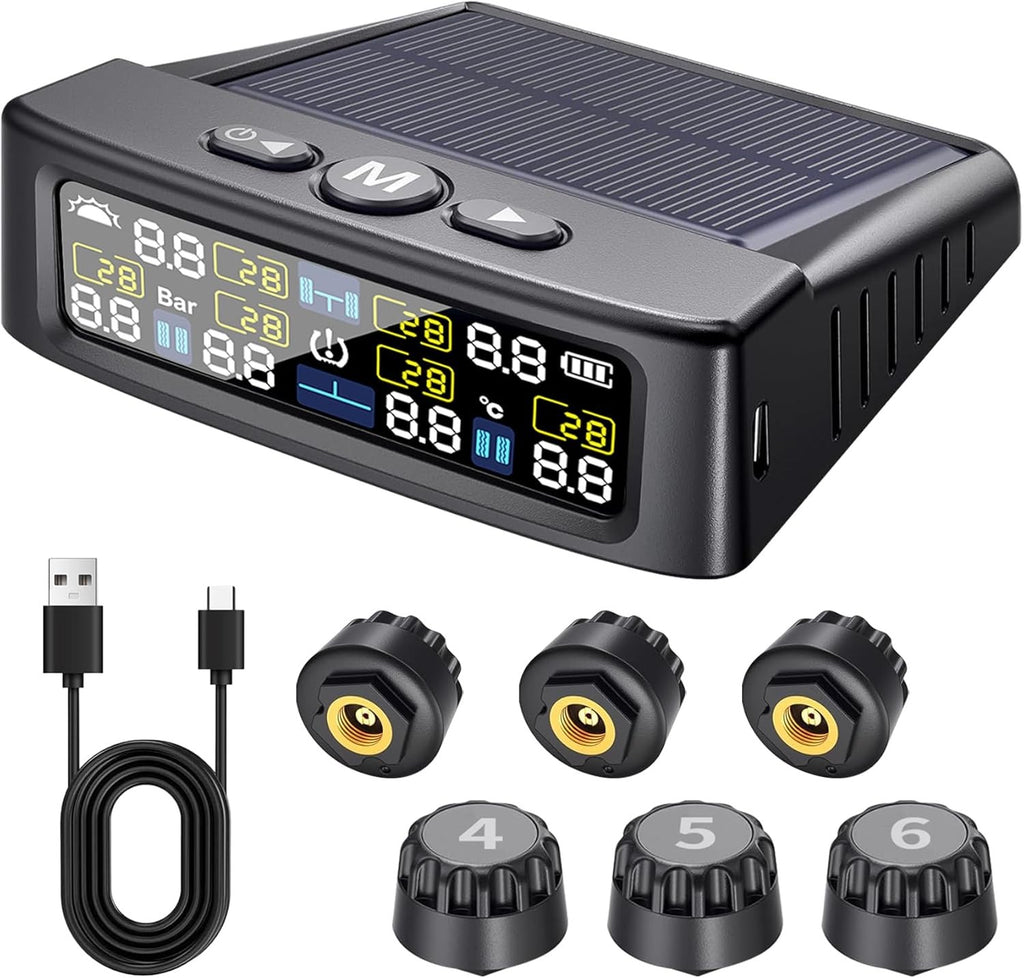 RV Tire Pressure Monitoring System -TPMS Tire Pressure Monitor with 6 Sensors,M1