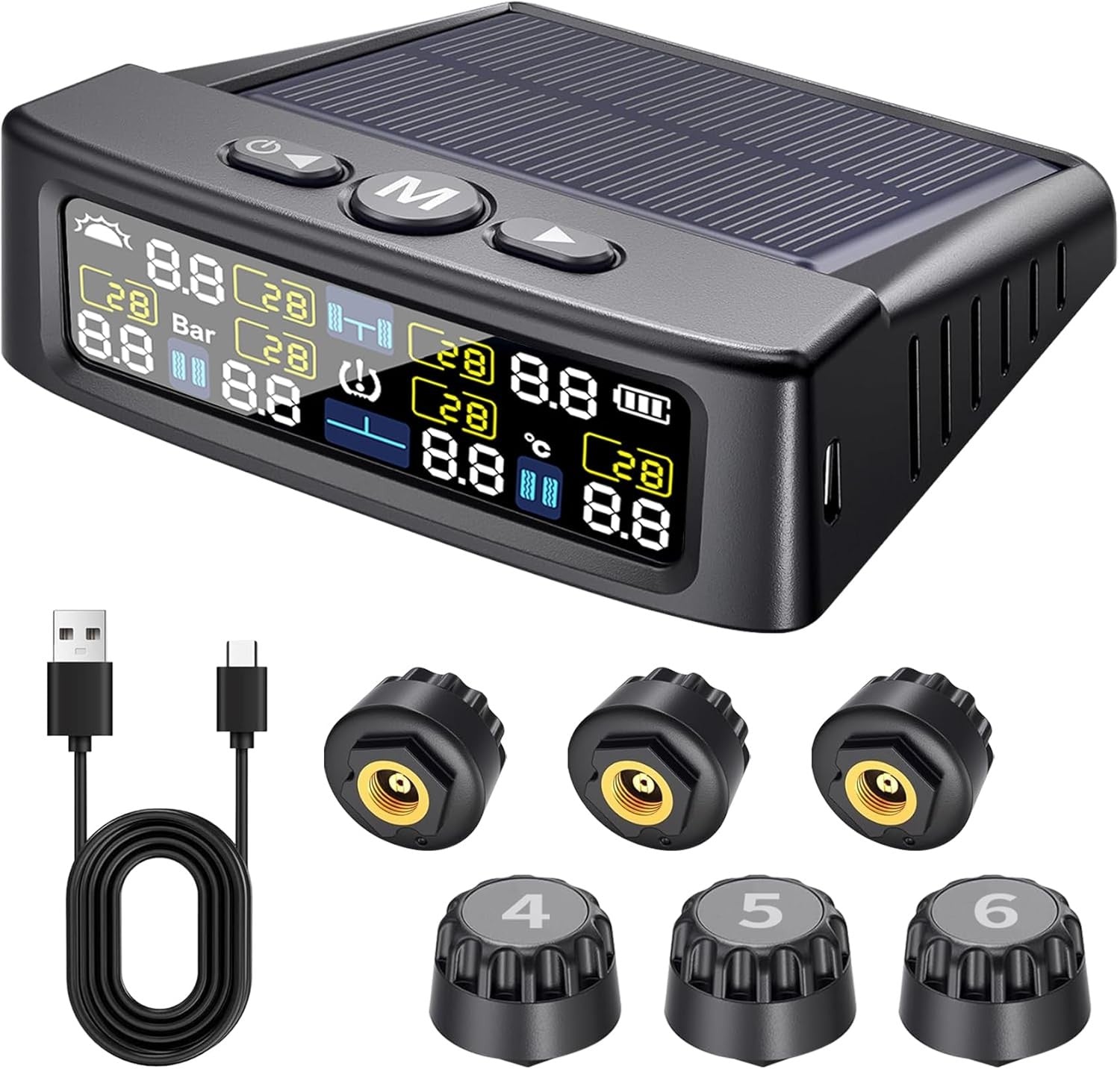RV Tire Pressure Monitoring System -TPMS Tire Pressure Monitor with 6 Sensors,M1
