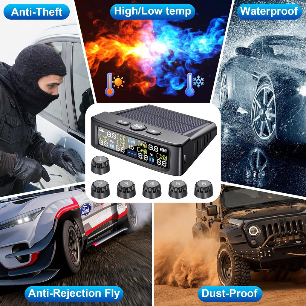 RV Tire Pressure Monitoring System -TPMS Tire Pressure Monitor with 6 Sensors,M1