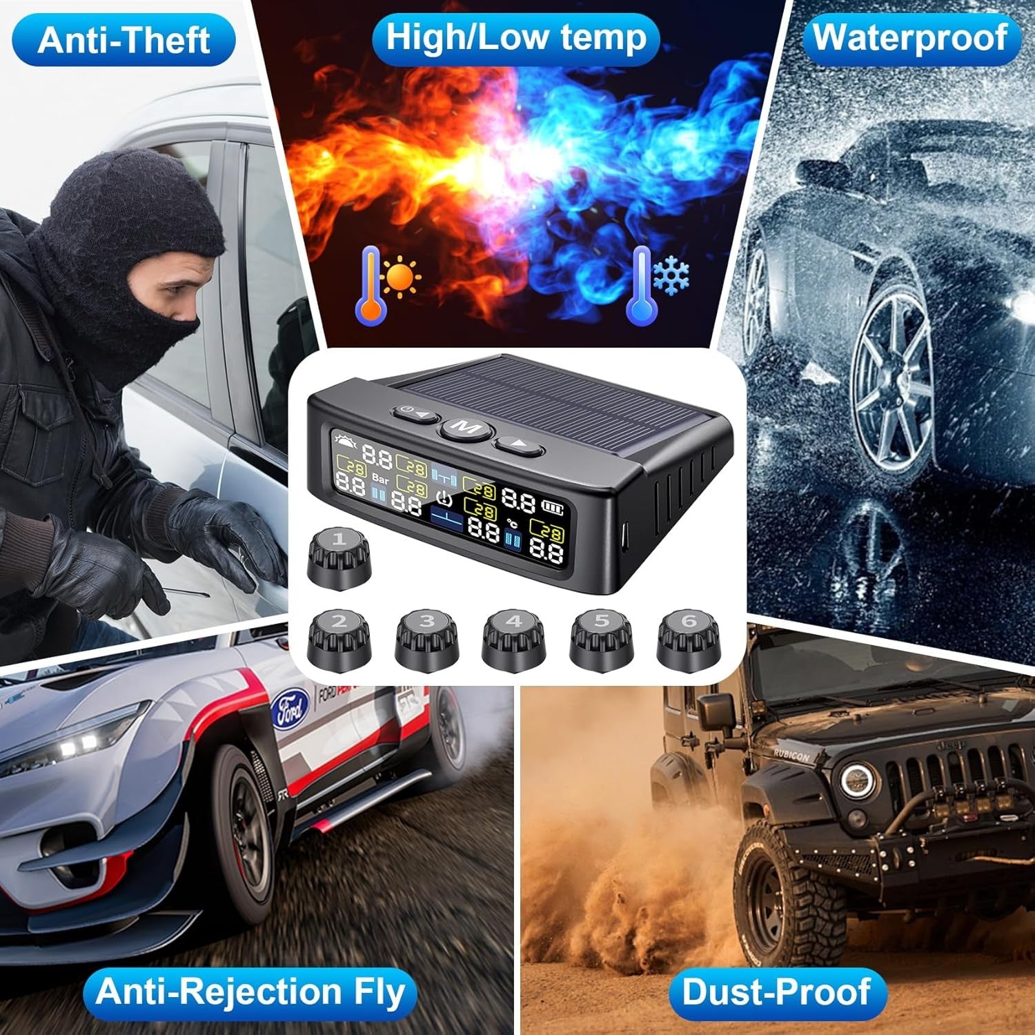 RV Tire Pressure Monitoring System -TPMS Tire Pressure Monitor with 6 Sensors,M1