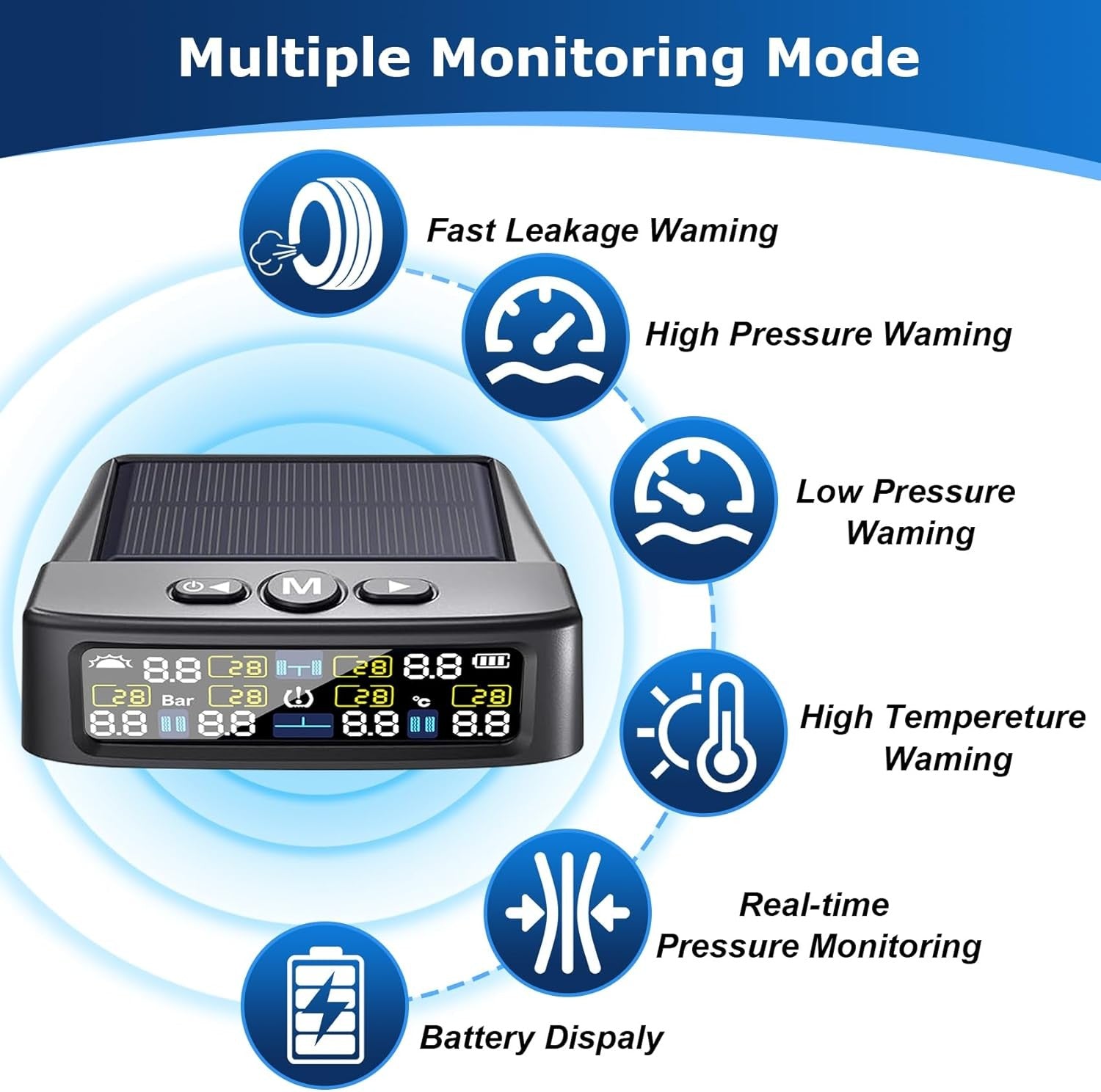 RV Tire Pressure Monitoring System -TPMS Tire Pressure Monitor with 6 Sensors,M1
