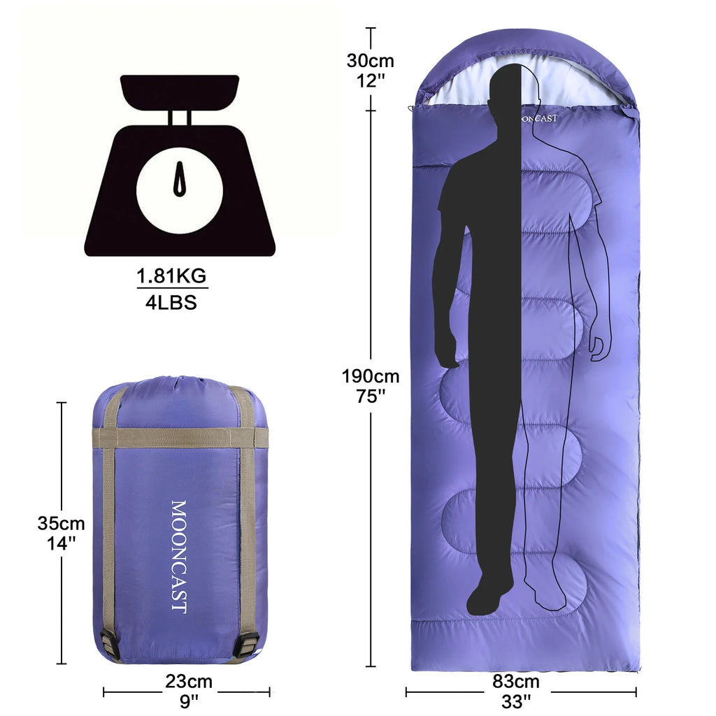 Single,Purple,Sleeping Bag,Adult Sleeping Bag,Camping,Hiking,Waterproof,Outdoor Travel,For 32℉.