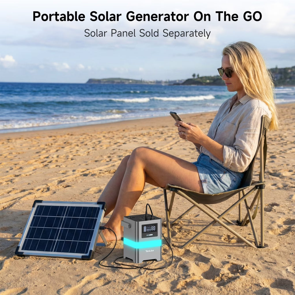 Portable Power Station, 300W 257Wh with Color LED Light, PD 100W Two-Way Fast Charge, AC Outlet Pure Sine Wave, DC, USB-A/USB-C, 120V Portable Power Bank for Camping Home Outdoor Use