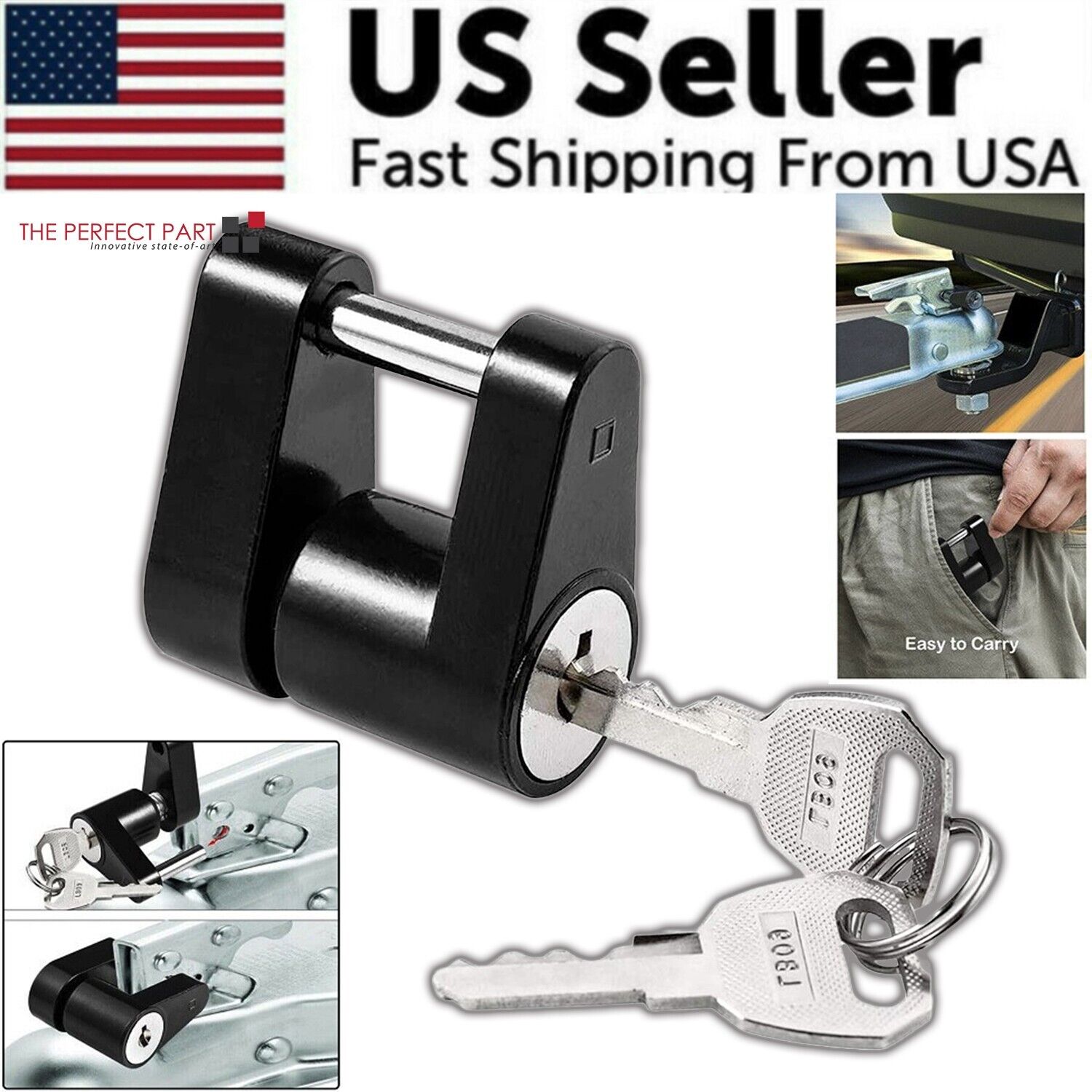 Trailer Hitch Coupler Lock Dia 1/4" Span 3/4" For Tow Boat RV Truck – Pals By Design