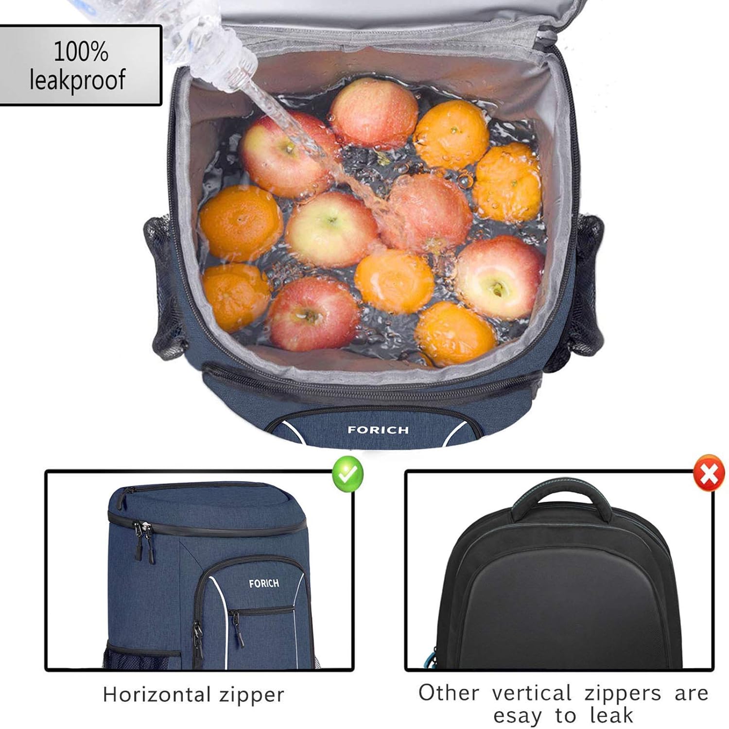 Cooler Backpack Portable Soft Backpack Coolers Insulated Leak Proof Large Cooler Bag for Men Women to Work Lunch Travel Beach Camping Hiking Picnic Fishing Beer Bottle Backpacks, 30 Cans (Blue)