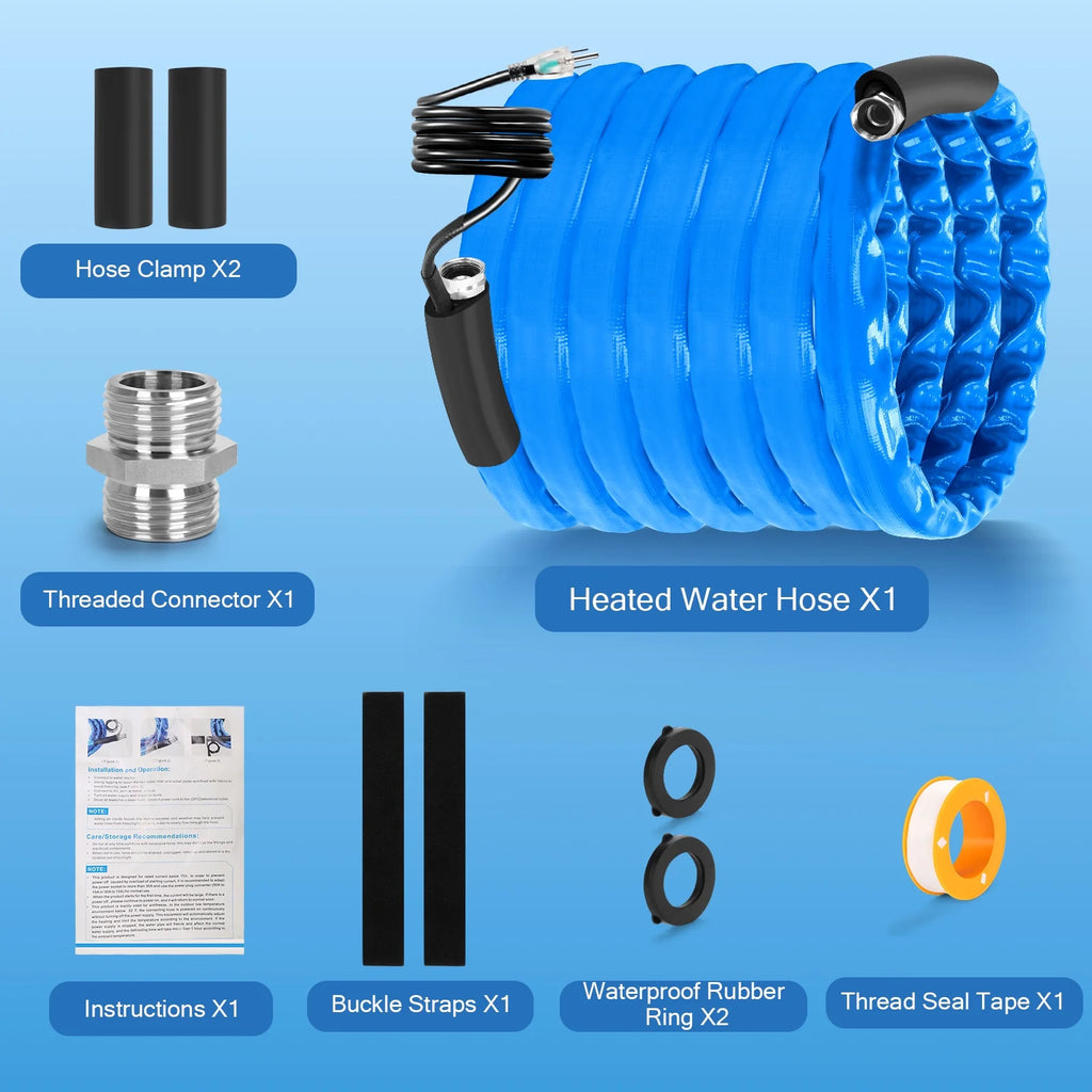 25FT Heated Water Hose for RV, -40℉Antifreeze Heated Drinking Garden Water Hose, Electrically Heated Garden Hoses, Rv Accessories, Rv Water Hose (25FT)