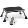 RV Step Stool Folding Platform Step, Gray Stainless Steel, for RV, Motorhome, Trailer, SUV, Camper, with Anti-Slip Surface, Rubber Feet, 1 Piece