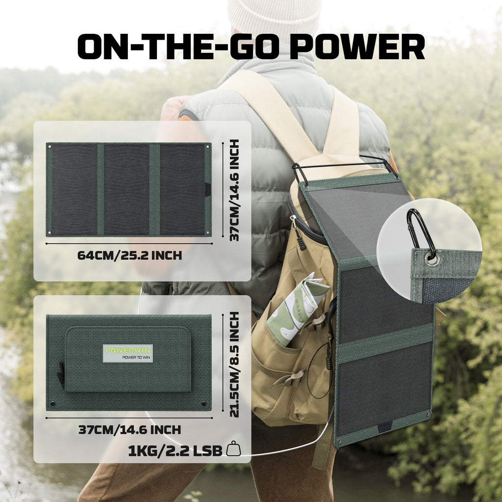 Powerwin Portable Solar panel 33W for outdoor hiking & cycling – view 8 – Pals By Design