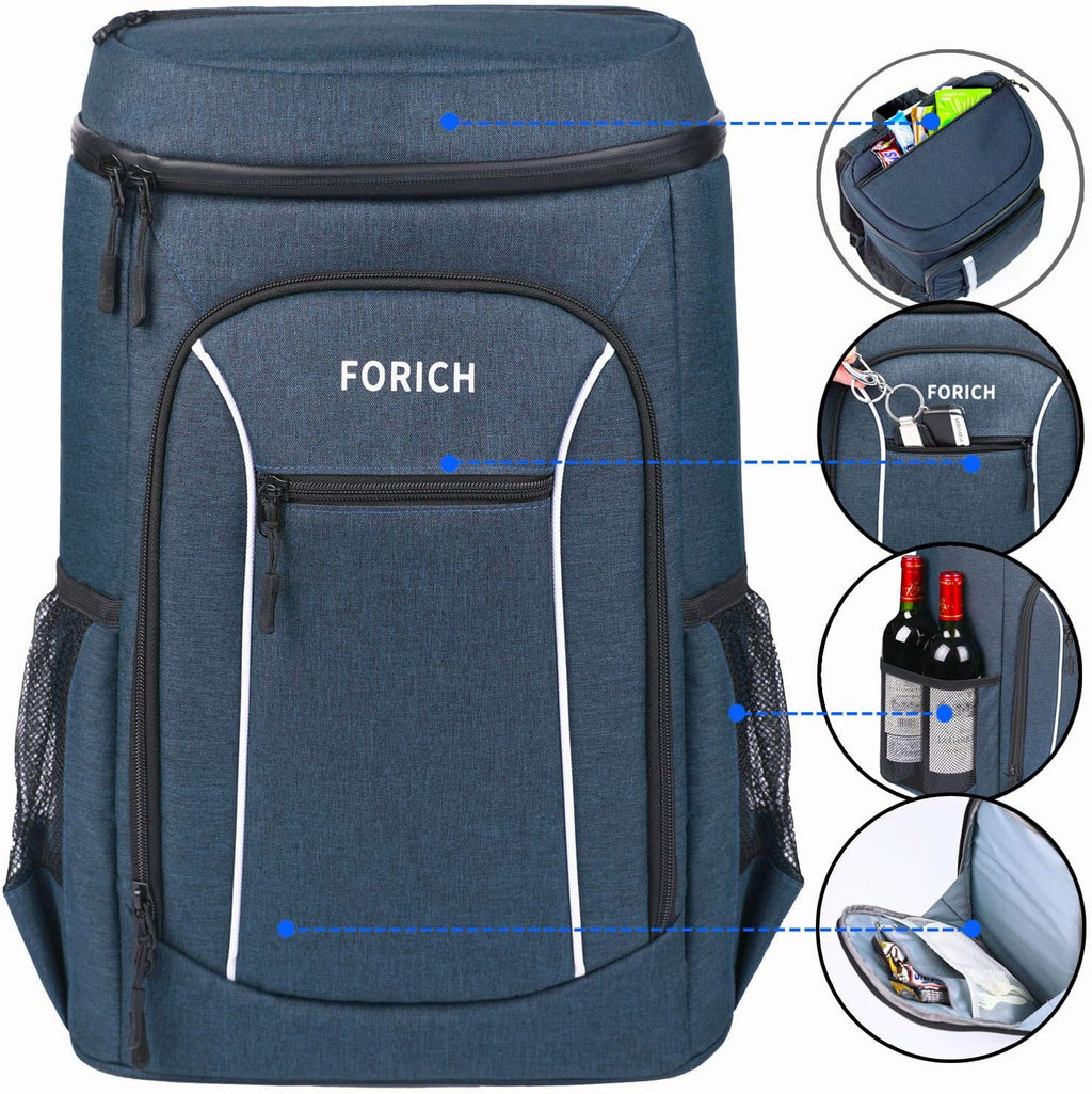 Cooler Backpack Portable Soft Backpack Coolers Insulated Leak Proof Large Cooler Bag for Men Women to Work Lunch Travel Beach Camping Hiking Picnic Fishing Beer Bottle Backpacks, 30 Cans (Blue)