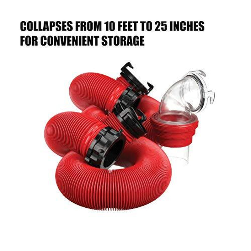 20 Ft RV Sewer Hose Kit with Clear 90 Degree Adapter Collapsible Durable Hose