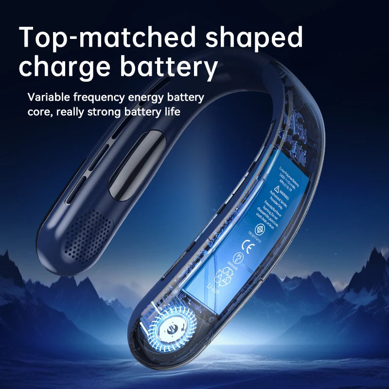 10000mAh Portable Neck Fan Mini Bladeless Silent Neckband Fan USB – view 4 – Pals By Design