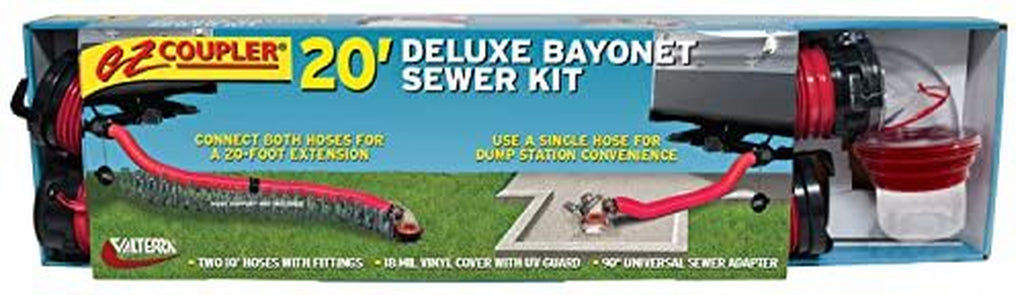 20 Ft RV Sewer Hose Kit with Clear 90 Degree Adapter Collapsible Durable Hose
