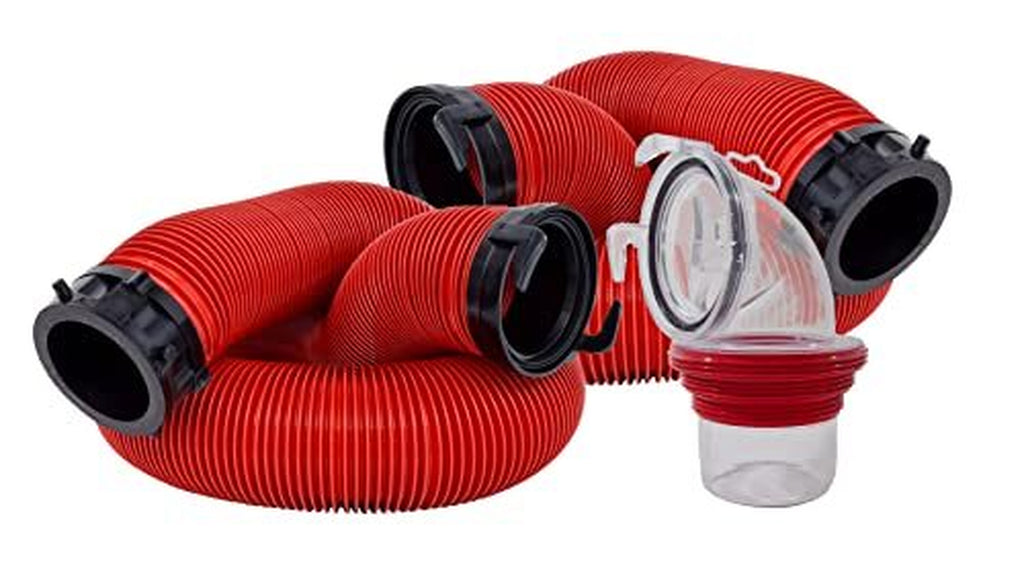 20 Ft RV Sewer Hose Kit with Clear 90 Degree Adapter Collapsible Durable Hose