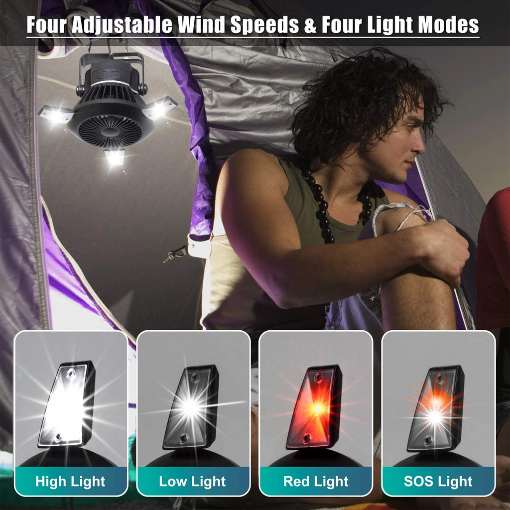 Foldable Fan Portable LED Solar Camping Lantern with Hook – view 2 – Pals By Design