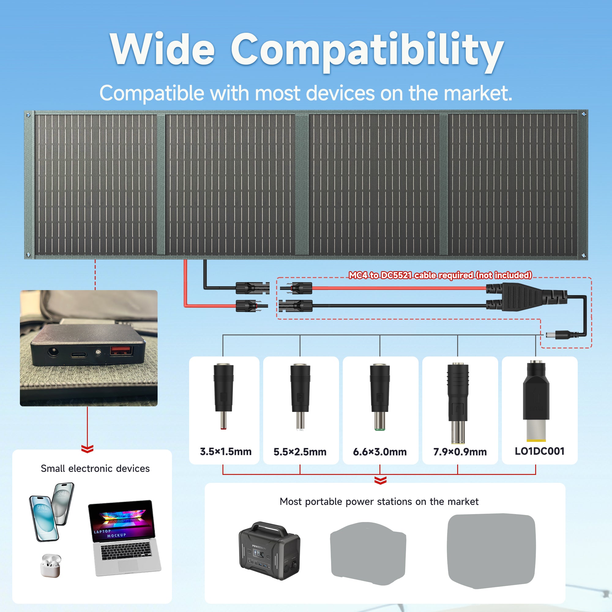 Powerwin Portable Solar panel 110W for outdoor camping & RV – view 5 – Pals By Design