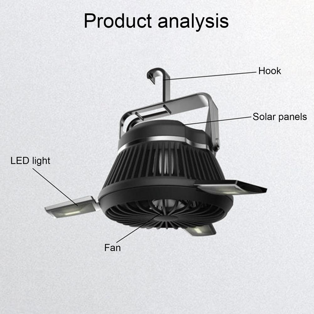 Foldable Fan Portable LED Solar Camping Lantern with Hook – view 4 – Pals By Design