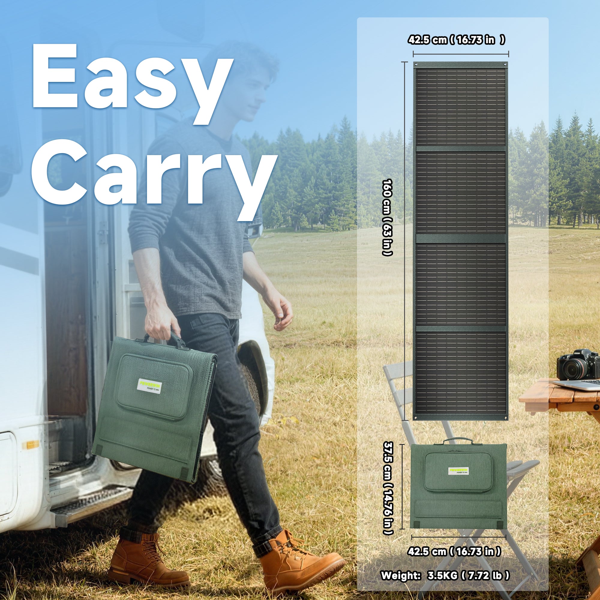 Powerwin Portable Solar panel 110W for outdoor camping & RV – view 3 – Pals By Design
