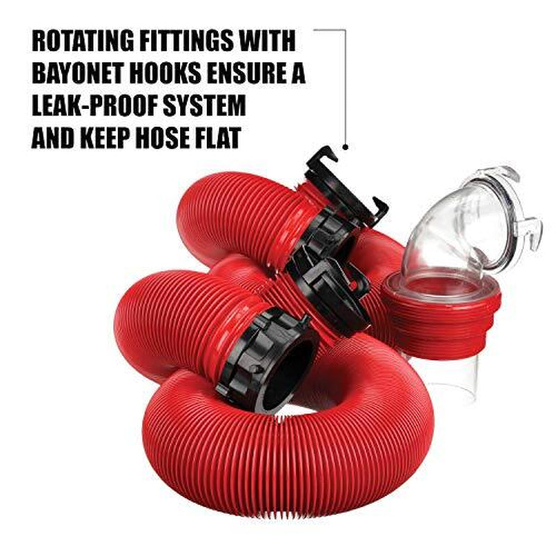 20 Ft RV Sewer Hose Kit with Clear 90 Degree Adapter Collapsible Durable Hose