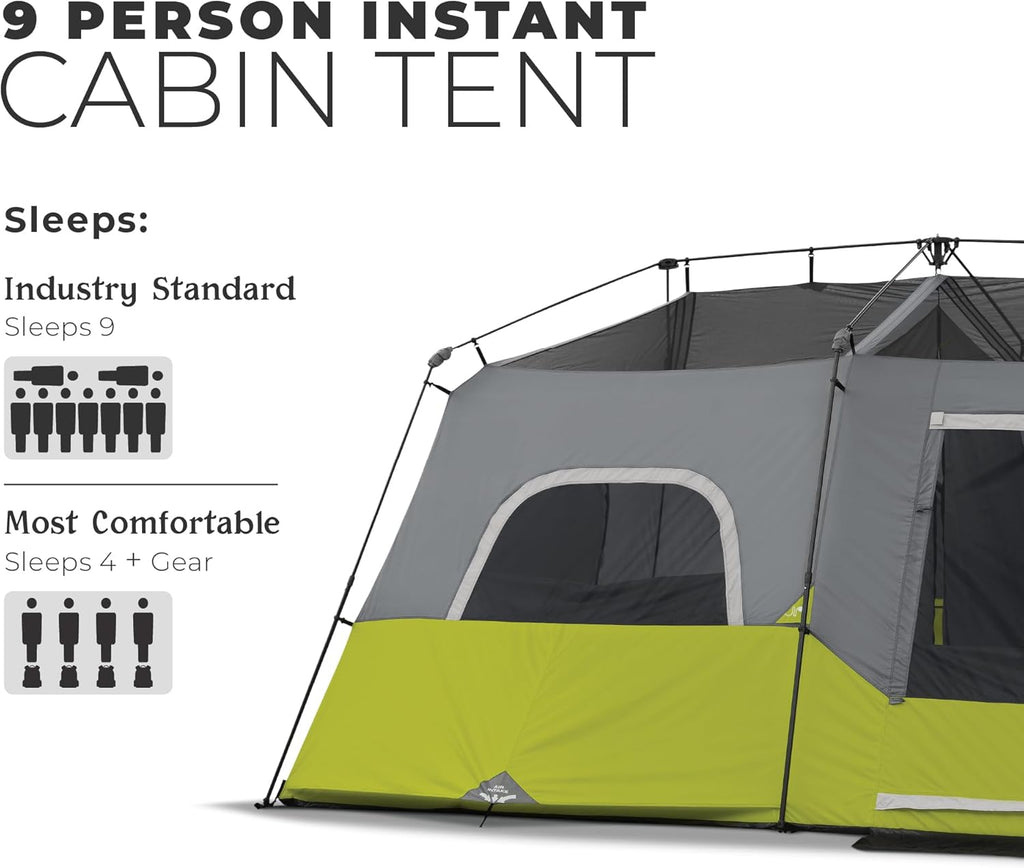 9 Person Instant Cabin Tent - 14' X 9', Green (40008)