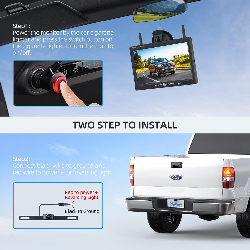 Wireless Backup Camera 1080P HD 7 Inch Monitor IP69 Waterproof IR Night Vision for Rv/Trailer/Truck/Van AWT7