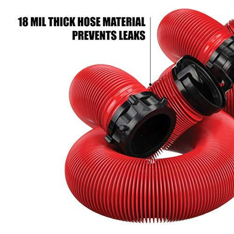 20 Ft RV Sewer Hose Kit with Clear 90 Degree Adapter Collapsible Durable Hose