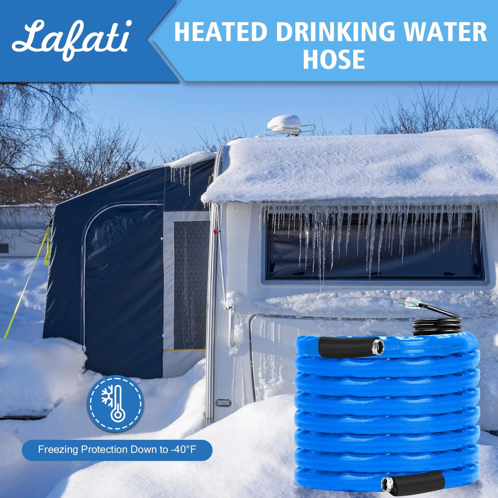 25FT Heated Water Hose for RV, -40℉Antifreeze Heated Drinking Garden Water Hose, Electrically Heated Garden Hoses, Rv Accessories, Rv Water Hose (25FT)
