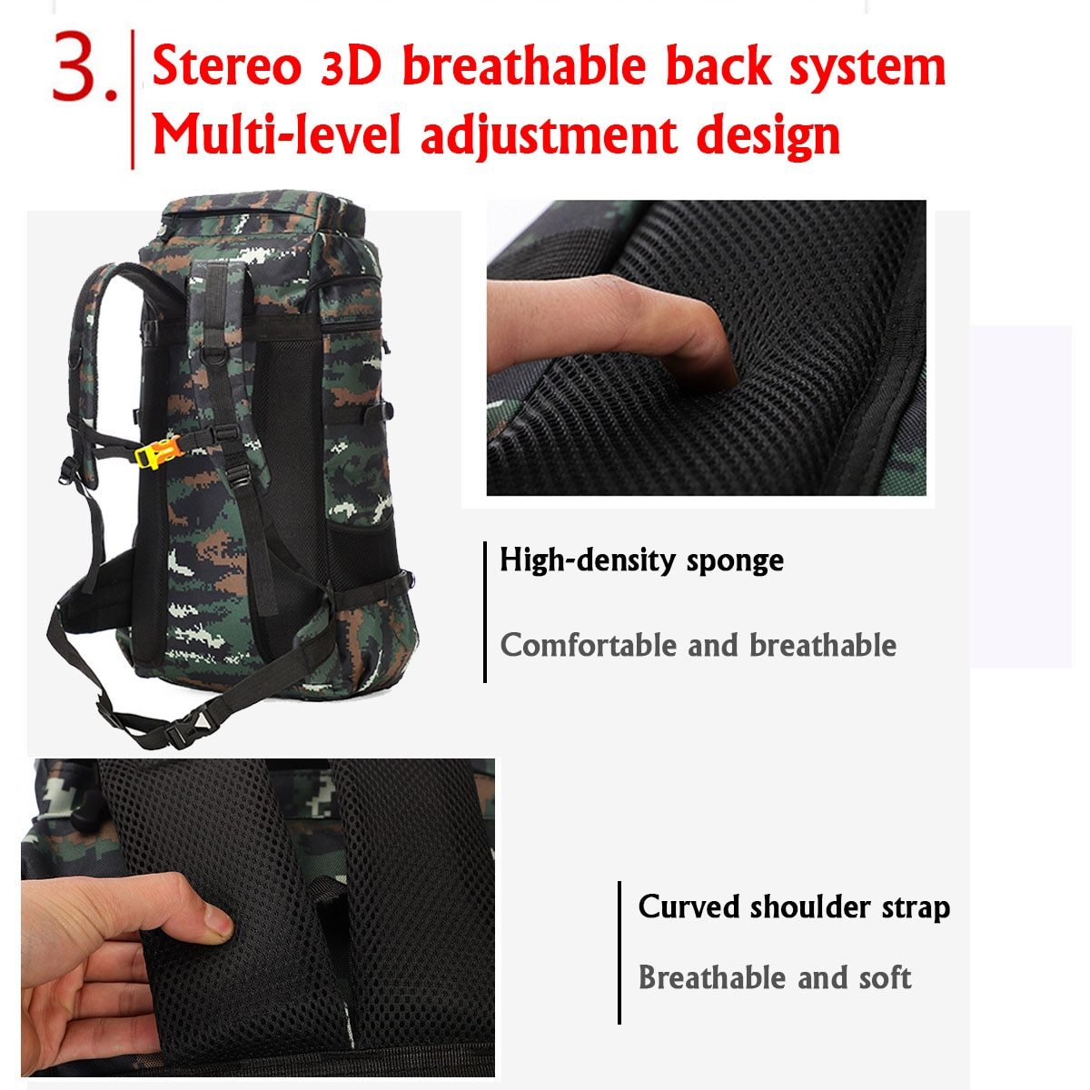 Waterproof Outdoor Camping 70L Military Backpack – view 4 – Pals By Design