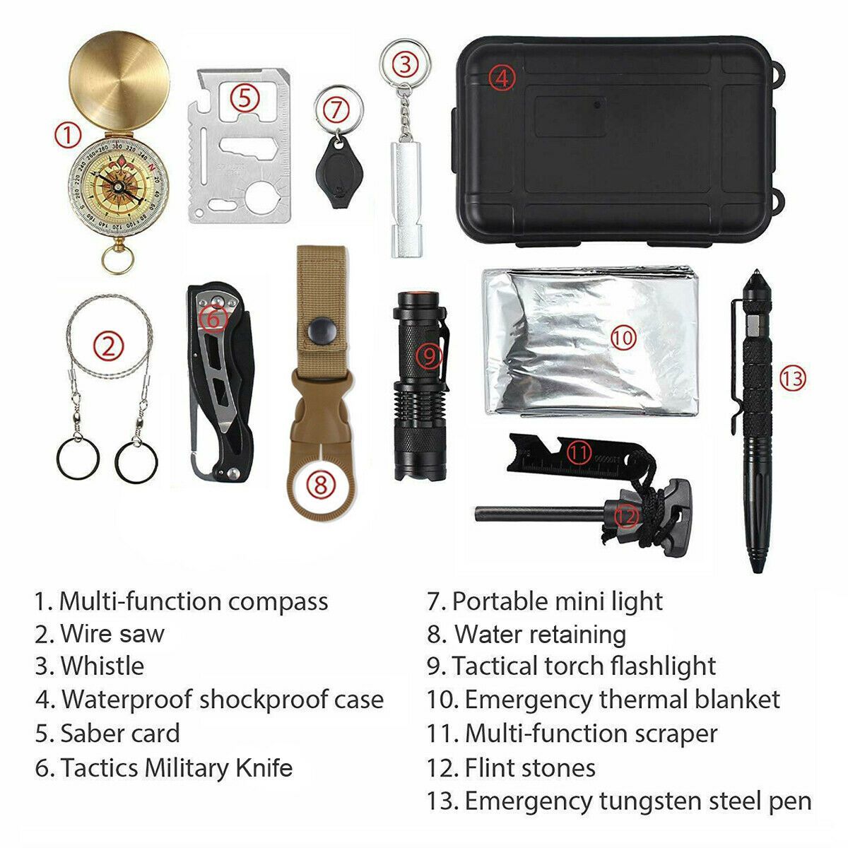 in 1 Outdoor Emergency Survival And Safety Gear Kit Camping – view 2 – Pals By Design